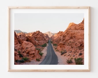 Valley of Fire Photo Print: Nevada Desert Road Landscape Art