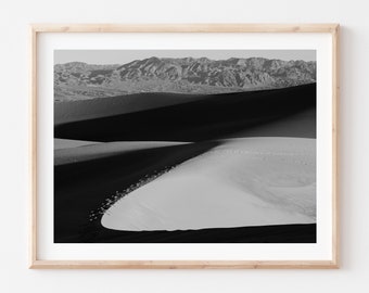 Death Valley National Park, Black & White Photo Print, Mesquite Sand Dunes Poster, Desert Art, California Photography