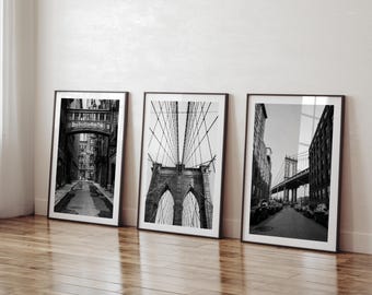 NYC Wall Art Set of 3 – Black and White New York Photography – Manhattan Decor – NYC Gallery Wall – Modern Apartment Wall Art