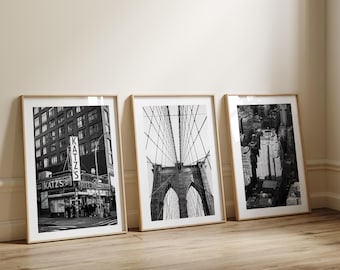 NYC Wall Art Set of 3 – Black and White New York Photography – Manhattan Decor – NYC Gallery Wall – Modern Apartment Wall Art