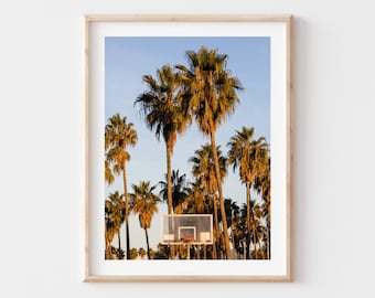 Venice Beach Photo Print, Basketball Court Fine Art Photography, Los Angeles Prints, Beach Palm Trees Poster, LA Sports Wall Art