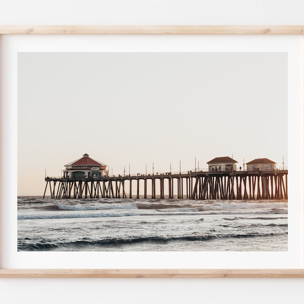 Huntington Beach Pier Photo Print, California Photography Art, Beach Poster, Ocean Posters