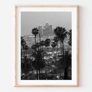 Los Angeles Photo Print, California Fine Art Photography Prints, Black and White Minimalist, Palm Tree Poster, Downtown LA, Art, Framed