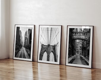 NYC Wall Art Set of 3 – Black and White New York Photography – Manhattan Decor – NYC Gallery Wall – Modern Apartment Wall Art