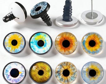 10PCS Safety Eyes with Washers, Amigurumi Doll Making Supplies, Glass Cabochon Eyes for Teddy Bear Dog Cat Plushie A184A