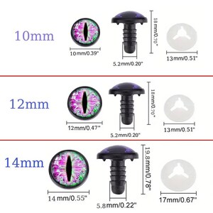 10pcs Dragon Safety Eyes: Realistic Amigurumi Doll Eyes with Washers for Doll Making, Glass Cabochon Animal Eyes Soft Plushie Toys A183 image 7