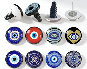 10PCS Safety Eyes for Amigurumi, Doll Making Eyes, Glass Cabochon with Washers, Plush Toy Craft Supplies A207