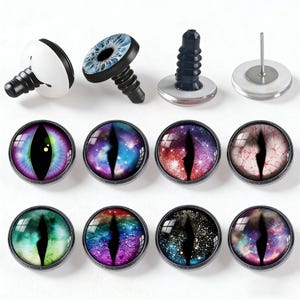Materiales para hacer muñecas: 10 ojos de seguridad brillantes para amigurumi, cabujón de vidrio con arandelas, ojos de animales de peluche A202