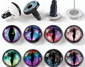 Materiales para hacer muñecas: 10 ojos de seguridad brillantes para amigurumi, cabujón de vidrio con arandelas, ojos de animales de peluche A202