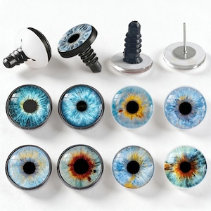 10 ojos de seguridad de cristal cabujón para la confección de muñecos amigurumi, ojos brillantes de animales para peluches realistas A185A