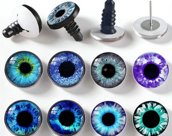Amigurumi Safety Eyes 10PCS, Glass Cabochon Doll Making Supplies, Choose Size and Pupil Color for Teddy Bear and Plushie A206