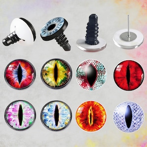 10 Olhos de Dragão de Segurança: Olhos realistas para bonecas amigurumi com arruelas, olhos de animais em cabochão de vidro para brinquedos de pelúcia macios A183