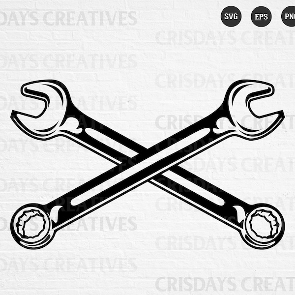 Llave combi cruzada Svg / Llave SVG / Llave png / Wrench Vector / Wrench Clipart / Cut Files, cross wrench png, clipart, silhouette, cut files