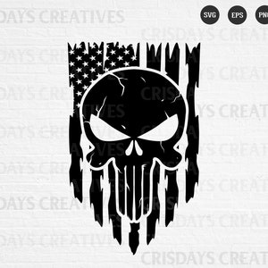 US Skull Svg/Punisher Svg/US Punisher Svg/Quarto luglio Svg/Bandiera in difficoltà Svg/Vettore, Clipart, Png, Cricut