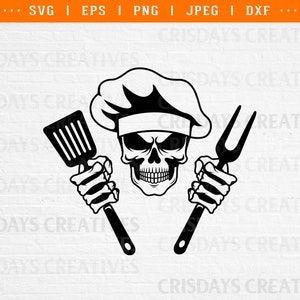 skull chef svg, chef svg, skull svg, chef equipments svg, skull chef vector, chef set , chef png, chef shirts png, apron for men, dxf, chef
