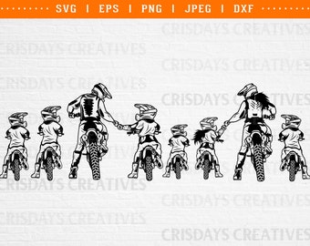 mom dad and six kids motocross svg, motocross svg, dirt bike svg, big family motocross svg, family motocross family riding motocross dxf png