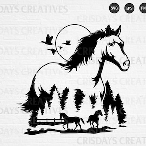 Horse Svg| Beautiful Horse Svg| Wild Horses Svg| Horse Running Svg| Mustang Svg| Clipart, Png, Vector, Cut Files