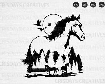 Horse Svg| Beautiful Horse Svg| Wild Horses Svg| Horse Running Svg| Mustang Svg| Clipart, Png, Vector, Cut Files