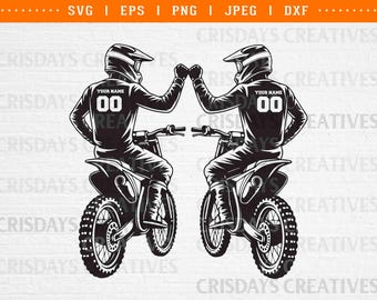 Best Bud Riding Motocross Custom Name SVG | Personalized Dirt Bike Friends Clipart | Motocross Duo Cut File for Cricut & Silhouette