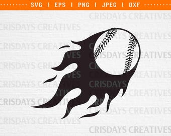 Flaming Baseball SVG, Baseball Flame Clipart, Fireball Sports Cut File, Baseball Silhouette Design for Cricut, Hot Baseball Vector