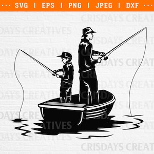 father and son fishing svg, father and son fishing ornament png, father and son fishing shirt, father and son fishing png, cut files, dxf