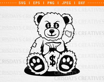 orsacchiotto porta soldi svg, piccolo gangster carino svg, orsacchiotto re porta soldi svg, orsacchiotto teppista svg, orsacchiotto gangster svg, orsacchiotto hipster svg