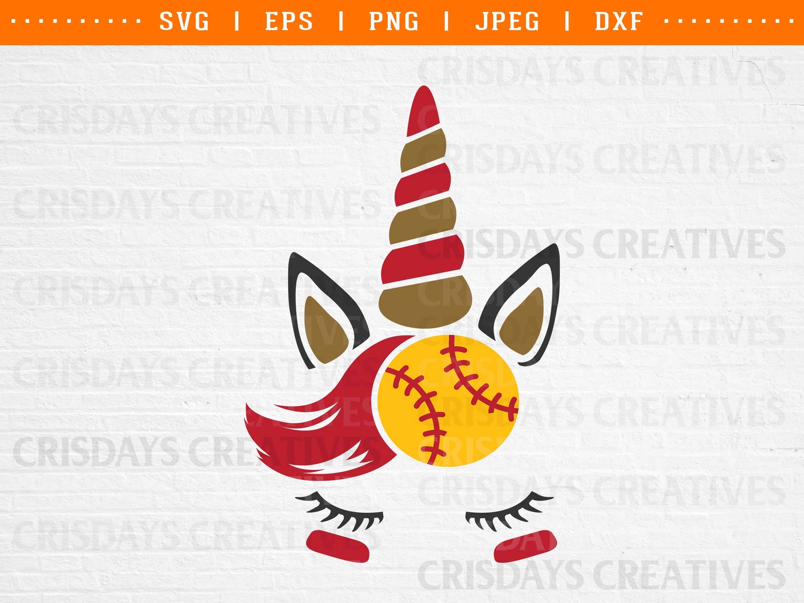 Softball Unicorn Svg Unicorn Face Softball Svg Softball Etsy