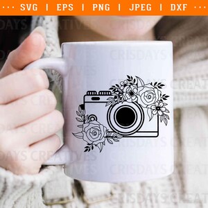 Floral Vintage Camera SVG | Retro Camera Clipart with Flowers | Photography PNG Vector | Boho Camera Clipart | Vintage Camera Art image 7