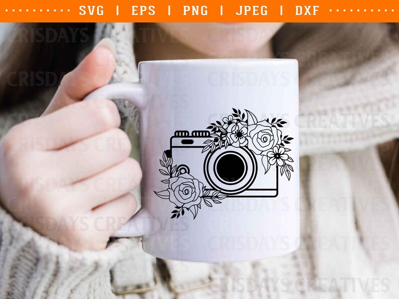 Floral Vintage Camera SVG | Retro Camera Clipart with Flowers | Photography PNG Vector | Boho Camera Clipart | Vintage Camera Art image 7