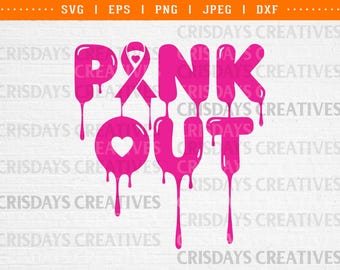 Pink Out SVG | Breast Cancer Awareness Ribbon Cut File | Fight Breast Cancer Shirt Design | Pink Ribbon Clipart for Cricut & Silhouette
