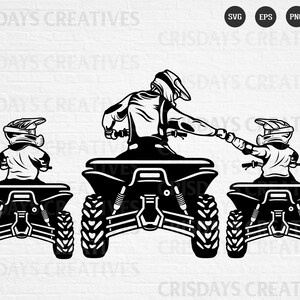 Father and Kids ATV Svg| ATV svg| Father and Kids Svg| DadLife KidLife SVG| Father and Kids Bonding| Cut Files, Vector, Png, Jpeg, Clipart