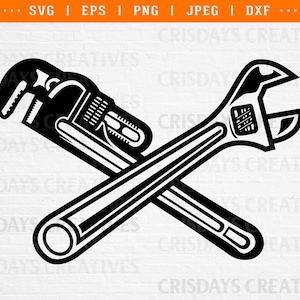 Plumber Crossed Tools Svg/ Plumber png/ Plumber Vector/ Pipe Wrench Clipart/ Pipe Wrench, plumbing png, plumbing clipart, plumbing tools png