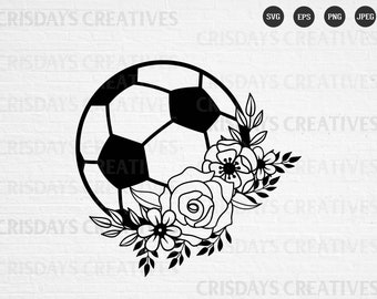 Floral Soccer Ball Svg| Soccer Ball Svg| Soccer Svg| Soccer with flowers Svg, Soccer Player Svg, soccer png, svg for silhouette,clipart, png