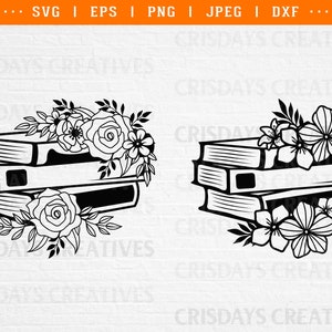 floral book svg, reading svg, teacher svg, book with flowers svg, book svg, book lover svg, librarian svg, library svg, books svg,