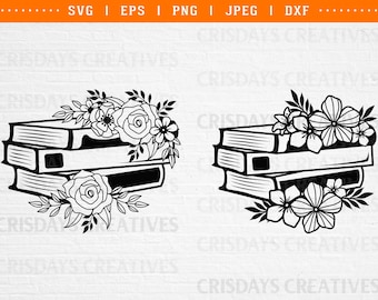 floral book svg, reading svg, teacher svg, book with flowers svg, book svg, book lover svg, librarian svg, library svg, books svg,