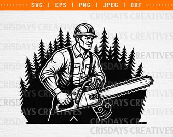 Lumberjack SVG | Woodcutter Axe Silhouette | Plaid Lumberjack Clipart | Rustic Woodsman PNG Vector | Forest Logger Design for Cricut