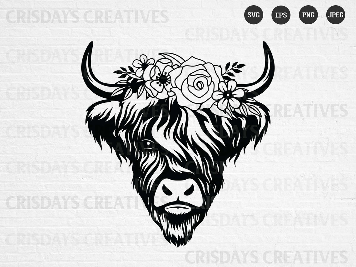 Download Highland Cow Svg Heifer Svg Floral Cow Svg Cow with flower ...