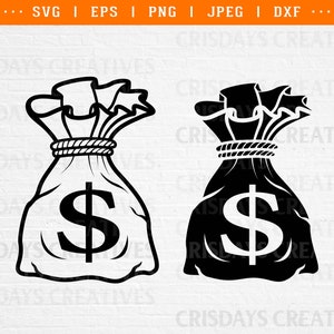 Borsa dei soldi Svg/ Borsa dei soldi con simbolo del dollaro Svg/Dollaro Svg/ Simbolo del dollaro Svg, clipart borsa dei soldi, sfida di risparmio della borsa dei soldi, sacco dei soldi
