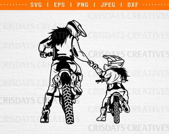 May include: Black and white illustration of two people riding dirt bikes. The person in the front is wearing a helmet and goggles, and the person in the back is wearing a helmet and goggles. Both people are wearing long-sleeved shirts and pants.
