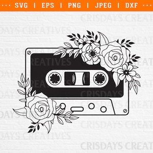fita cassete svg, fita cassete tumbler wrap svg, fita cassete floral svg, fita cassete vintage svg, fita cassete floral vintage svg