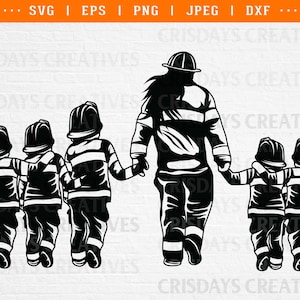 firefighter family svg, fire fighter mom svg, firefighter mom and kids svg, firefighter mom shirt svg, firefighter mom car decal svg