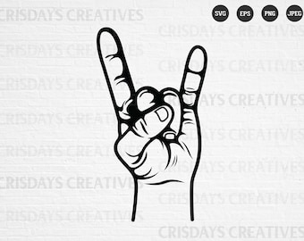 Rock and Roll Svg| Rocknroll Hand sign Svg| Rock Hand SVG| Rock n Roll | Hand Sign Svg| Vector, Png, Cut files, Clipart