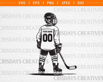 Hockey Boy Custom Name SVG | Personalized Hockey Player Cut File | Youth Ice Hockey SVG | Cricut Silhouette Digital Download