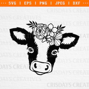 cute baby cow svg, baby cow with flower wreath svg, floral baby cow svg, cute cow with flowers, farm animal svg, farm svg, farm sign svg