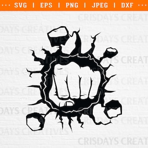 smash punch svg, hand punch svg, hand breaking the wall svg, strong fist svg, hand svg, fist svg, cracked wall with hand svg, punch svg png