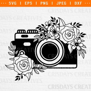 Floral Camera Svg| Vintage Camera Svg| Cute Camera with Flowers Svg| Camera with flowers Svg| Camera Svg | Png, Vector, Clipart, Cut files