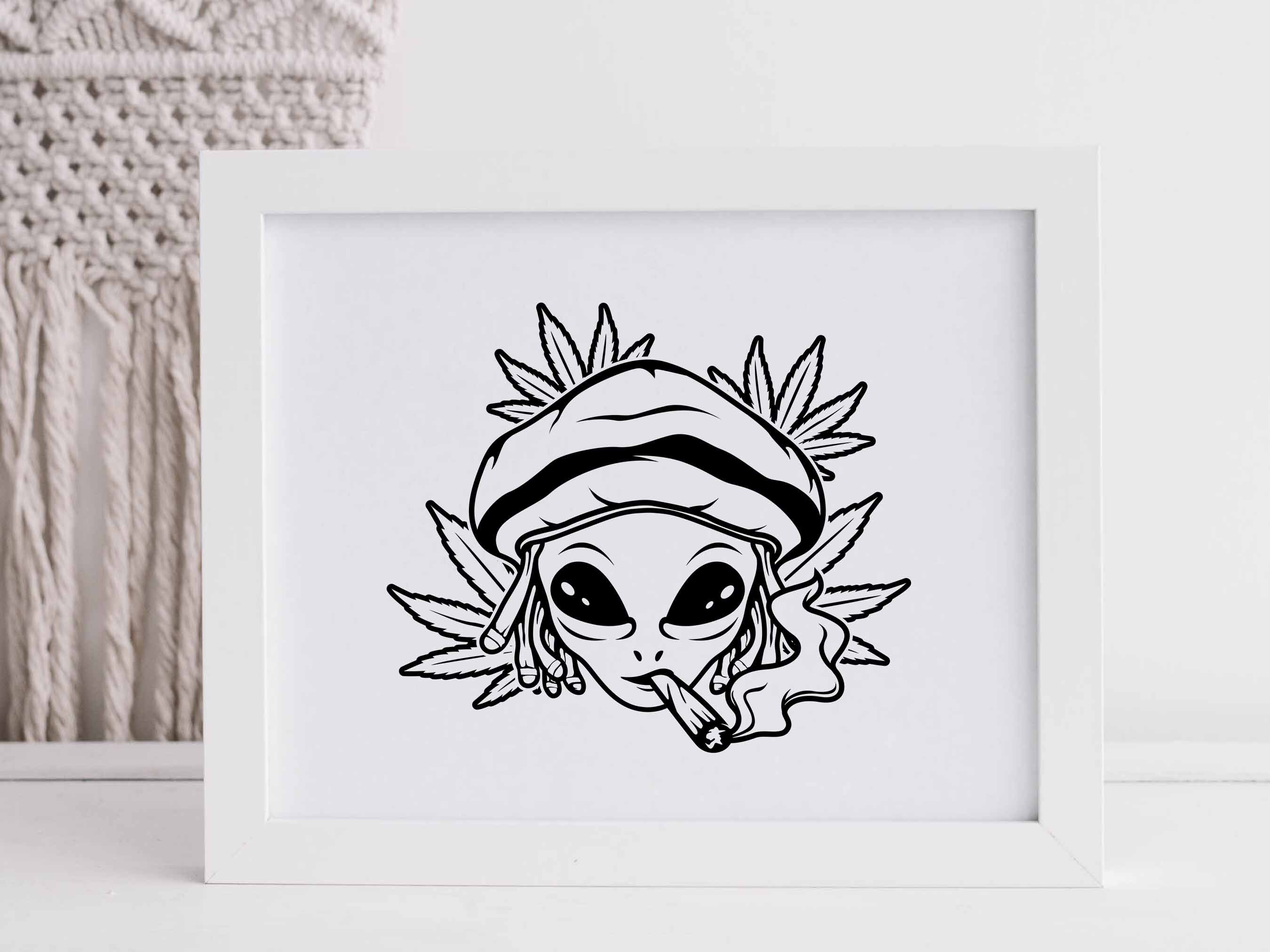 Smoking Alien Svg, Cannabis Svg , Alien Svg, Alien Smoking, Weed Svg ...