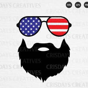 US Sunglasses Svg | Patriotic Beard Svg |Beard Svg | Sunglass Svg | Fourth of July Svg | Patriotic Svg | Png, Vector, Cut Files