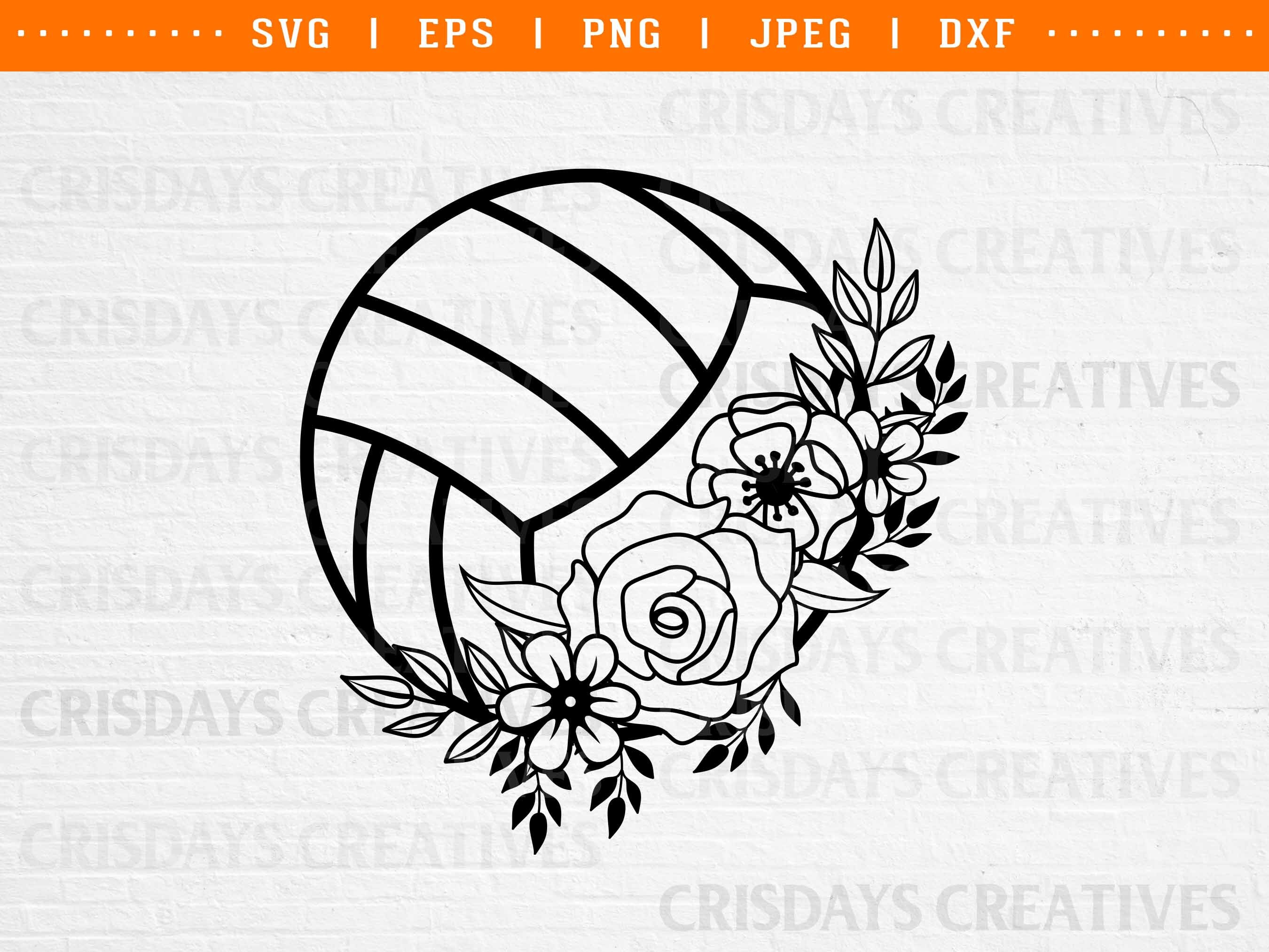 Floral Volleyball Svg| Volleyball Svg| Volleyball Player Svg| Volleyball with flowers Svg|Sports Svg | Png, Vector, Clipart, Cut files, dxf