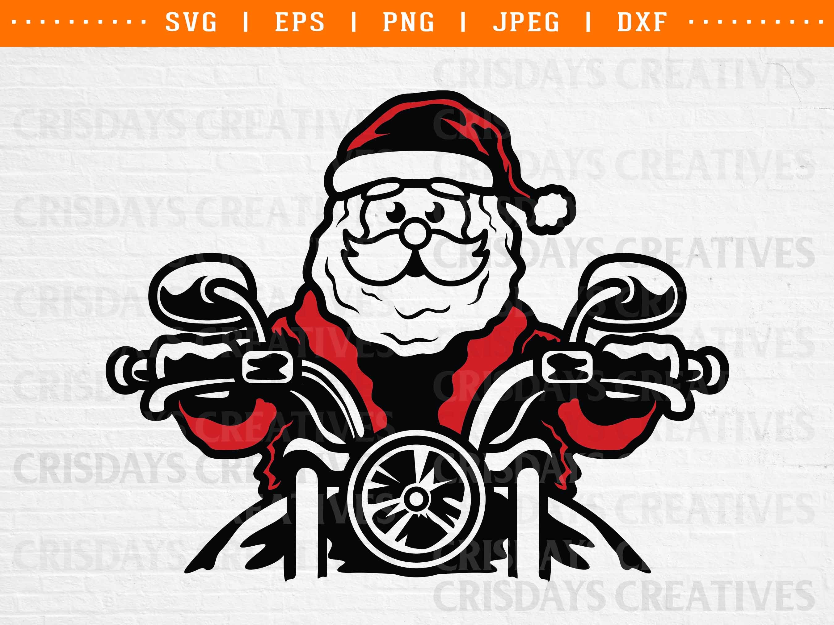 Santa on a Bike Svg Cute Funny Christmas Svg Cool Santa Etsy